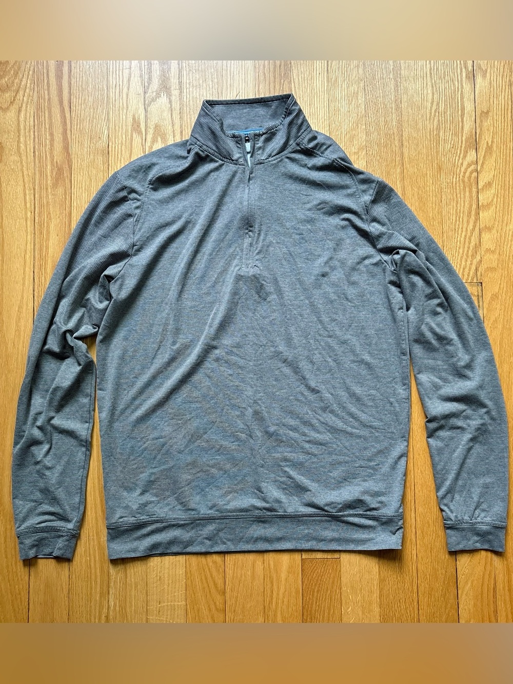 Johnnie-O Mens 1/4 Zip Performance Moisture Wicking Pullover Small Gray Stripes